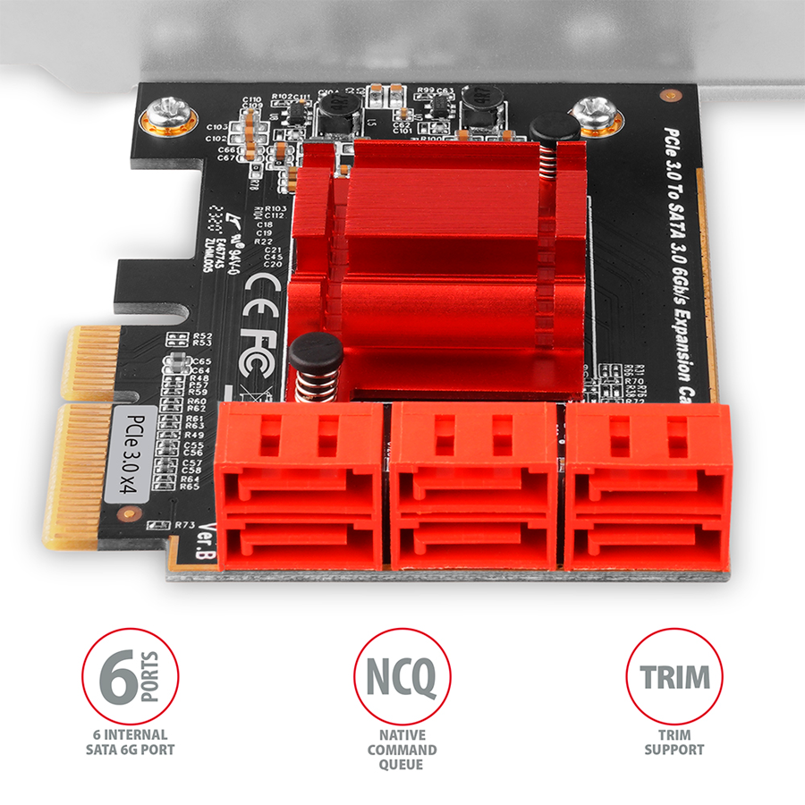 Six-channel SATA III PCI-Express controller with six internal SATA ports — AXAGON