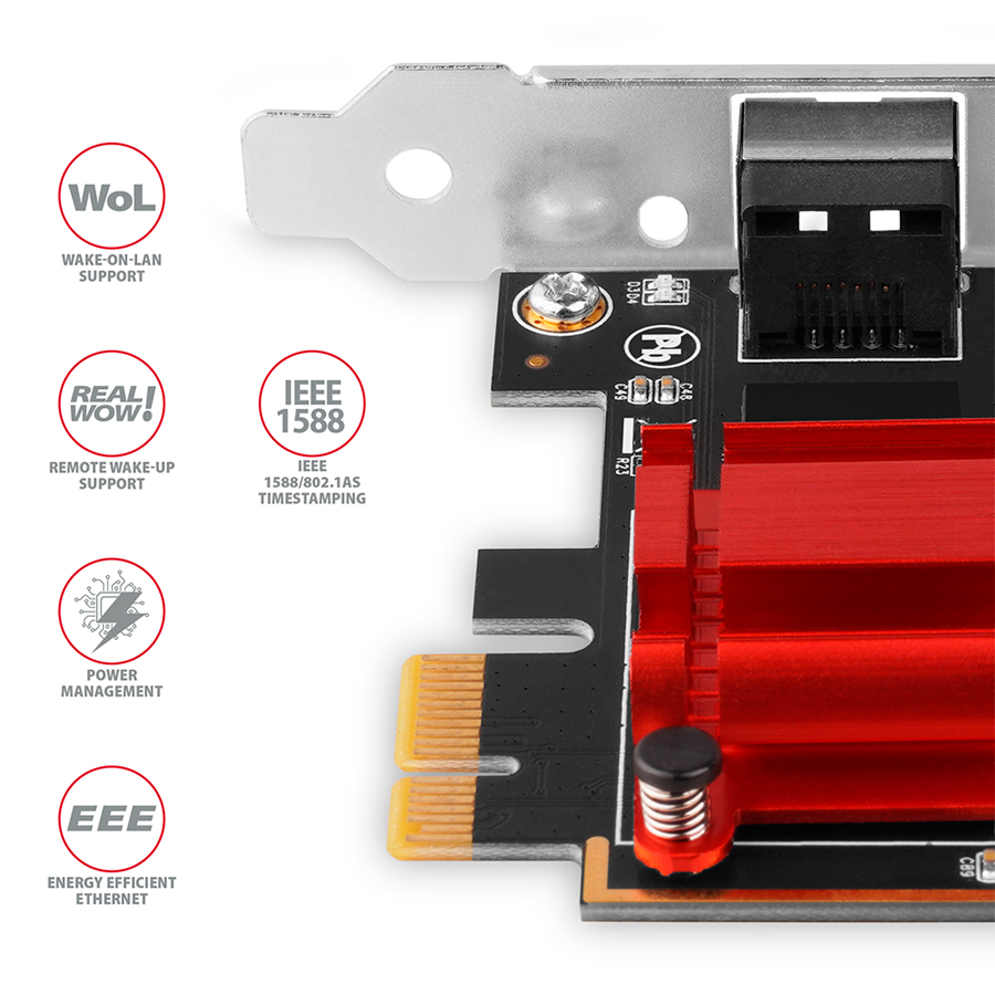 PCI-Express network card with 2.5 Gbit/s transmission rate and PXE support. — AXAGON