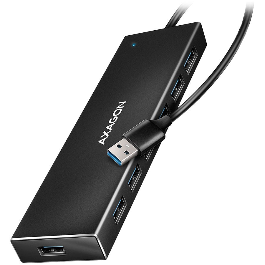 Seven-port USB 3.2 Gen 1 hub with charging support — AXAGON