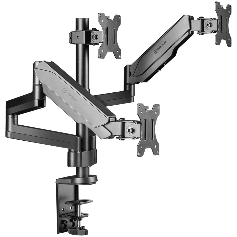 ONKRON Triple Monitor Desk Mount Stand for 13-32-Inch LCD LED Screens up to 8 kg, Black