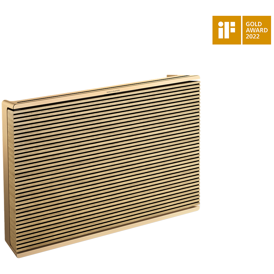 Beosound Level Speaker Gold Tone Alu (Cover Light Oak) — BANG & OLUFSEN