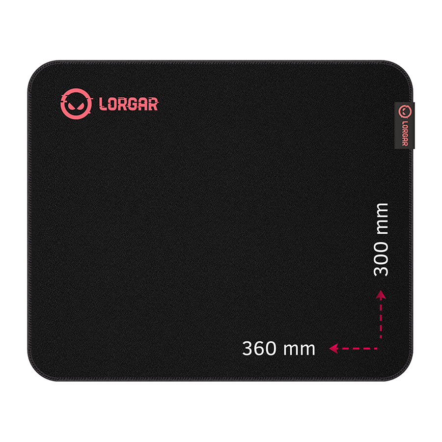 Lorgar Main 323, Gaming mouse pad, Precise control surface, Red anti-slip rubber base, size: 360mm x 300mm x 3mm, weight 0.21