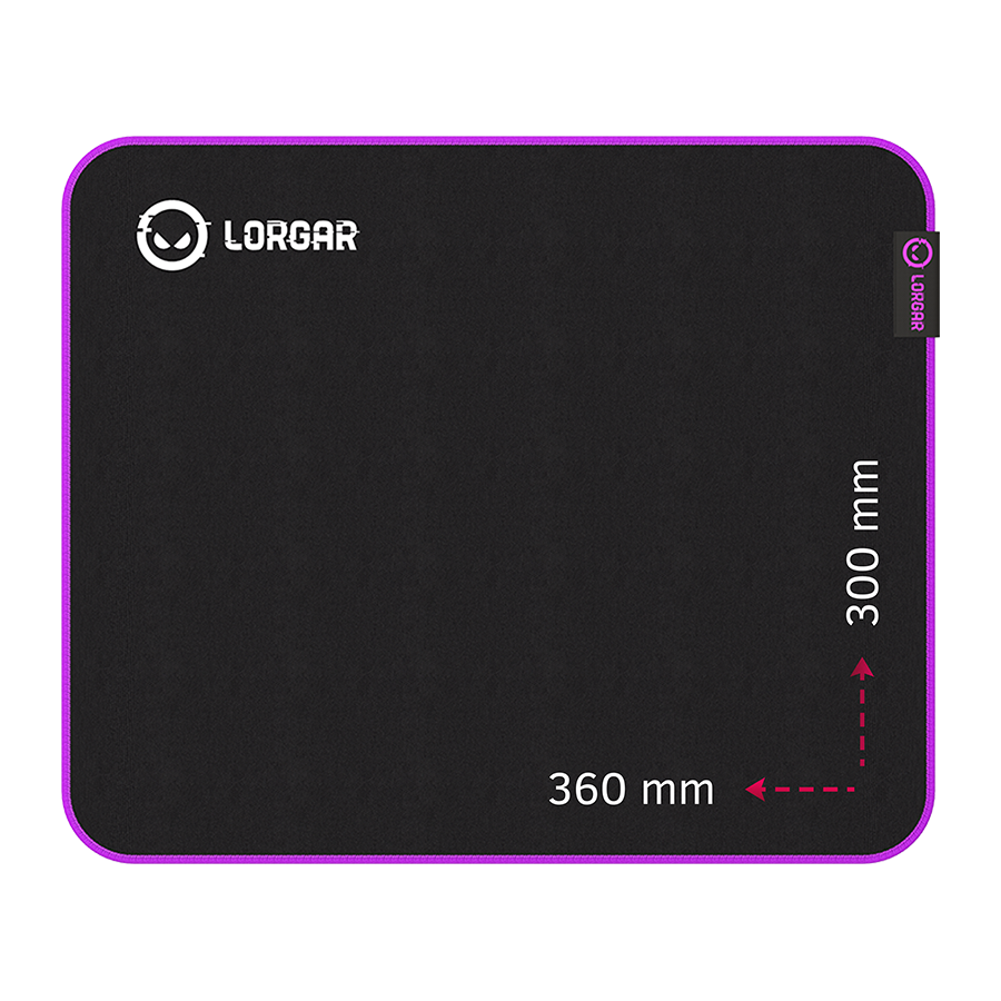 Lorgar Main 313, Gaming mouse pad, High-speed surface, Purple anti-slip rubber base, size: 360mm x 300mm x 3mm, weight 0.195k