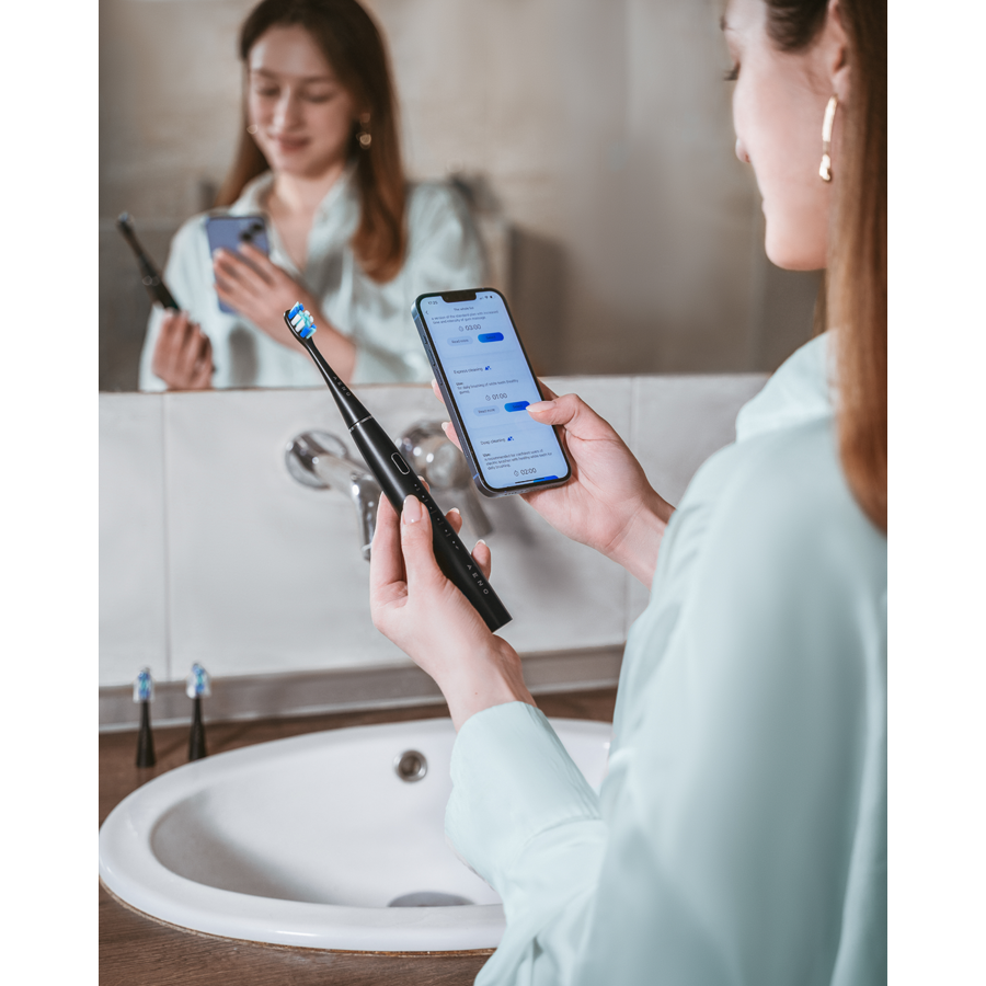 AENO SMART Sonic Electric toothbrush, DB2S: Black, 4modes +8 smart, wireless charging, 46000rpm, 90 days without charging, IP
