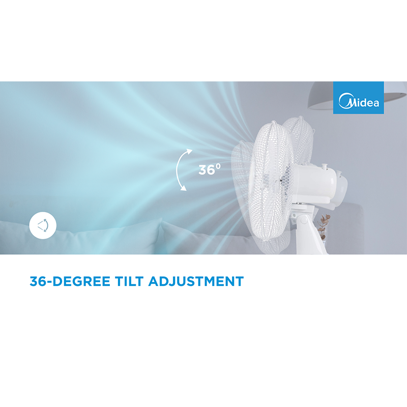 Stand fan, 40cm, 40W, 3 speeds, mechanical, noise level: 55-65 dB, Oscillation 80°, Tilting +16° -8°, Adjustable height 120cm