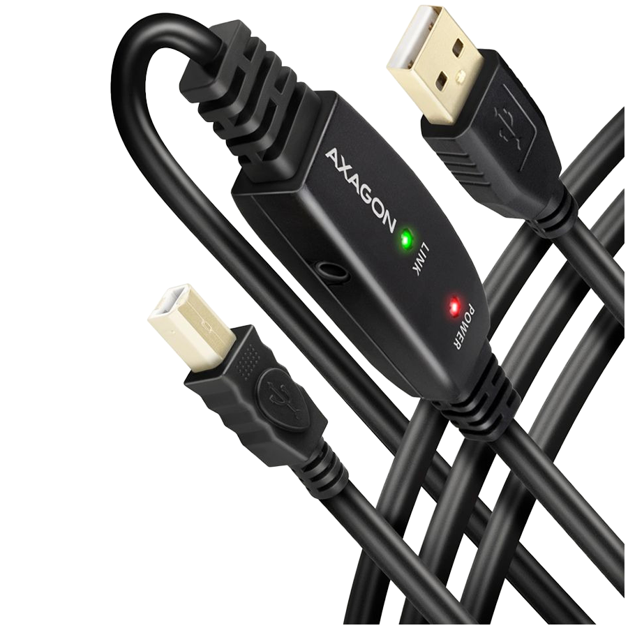 Axagon Active connection USB 2.0 A-M > B-M cable, 20 m long