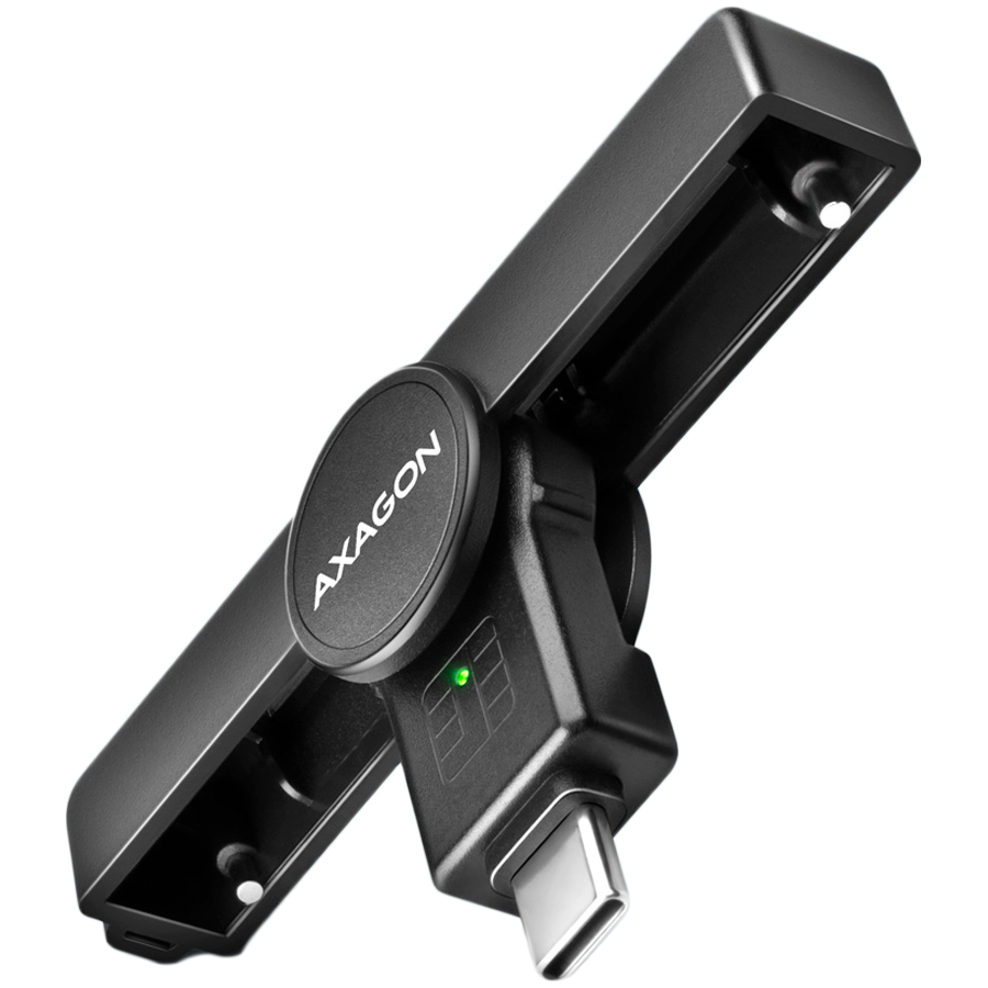 Foldable pocket USB-C contact Smart / ID card reader. — AXAGON