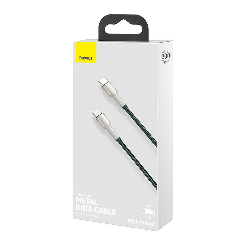 Cable USB-C to USB-C Baseus Cafule, 100W, 2m (green) - Product Image 7