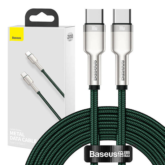Cable USB-C to USB-C Baseus Cafule, 100W, 2m (green) - Product Image 1
