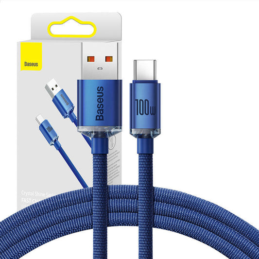 Baseus Crystal Shine cable USB to USB-C, 5A100W1.2m (blue) - Product Image 1