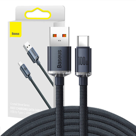 Baseus Crystal Shine cable USB to USB-C, 100W, 2m (black) - Product Image 1