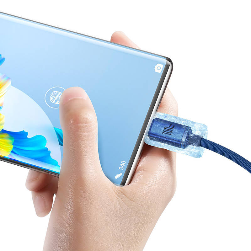 Baseus Crystal Shine cable USB to USB-C, 100W, 2m (blue) - Product Image 3