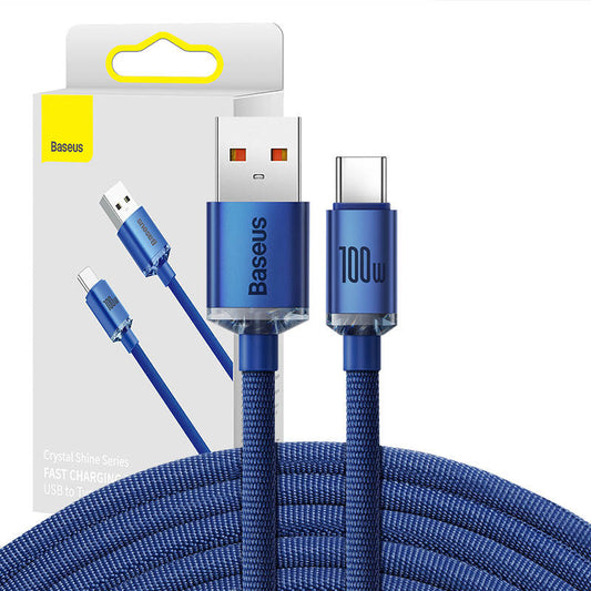 Baseus Crystal Shine cable USB to USB-C, 100W, 2m (blue) - Product Image 1