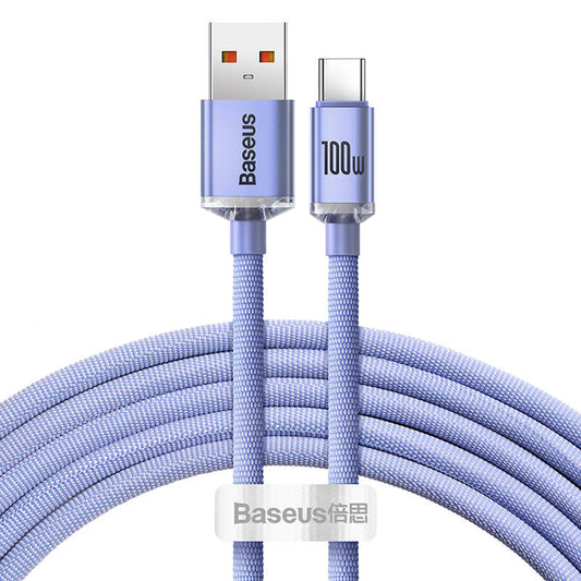Baseus Crystal Shine cable USB to USB-C, 100W, 2m (purple) - Product Image 2