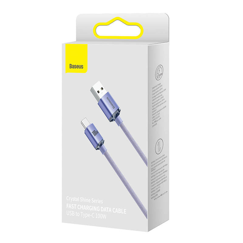 Baseus Crystal Shine cable USB to USB-C, 100W, 2m (purple) - Product Image 6