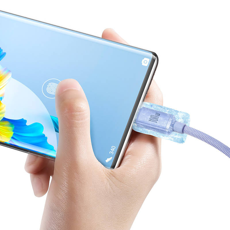 Baseus Crystal Shine cable USB to USB-C, 100W, 2m (purple) - Product Image 3