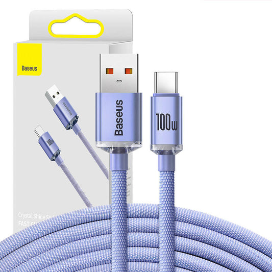 Baseus Crystal Shine cable USB to USB-C, 100W, 2m (purple) - Product Image 1
