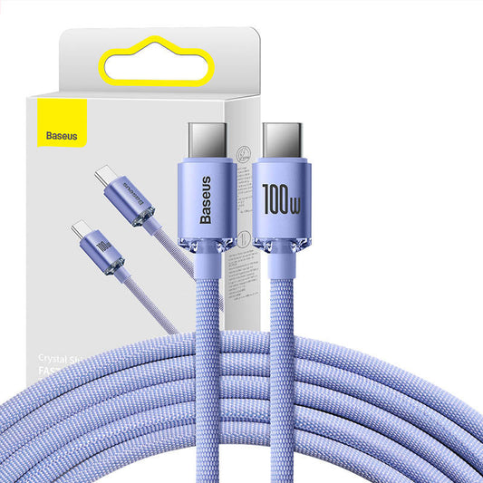 Baseus Crystal Shine cable USB-C to USB-C, 100W, 1.2m (purple) - Product Image 1