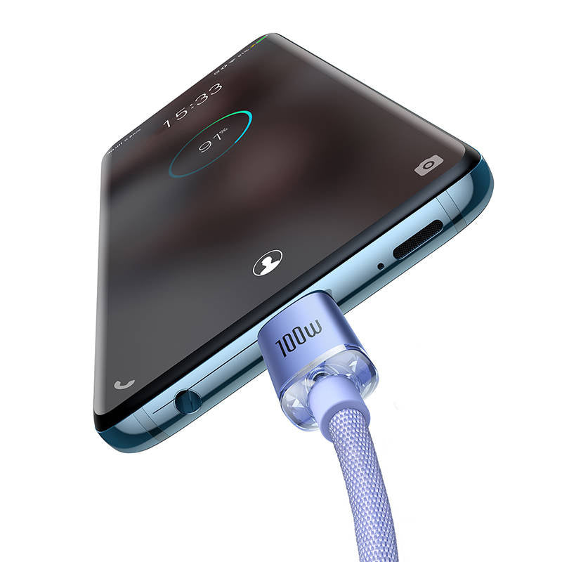 Baseus Crystal Shine cable USB-C to USB-C, 100W, 2m (purple) - Product Image 6