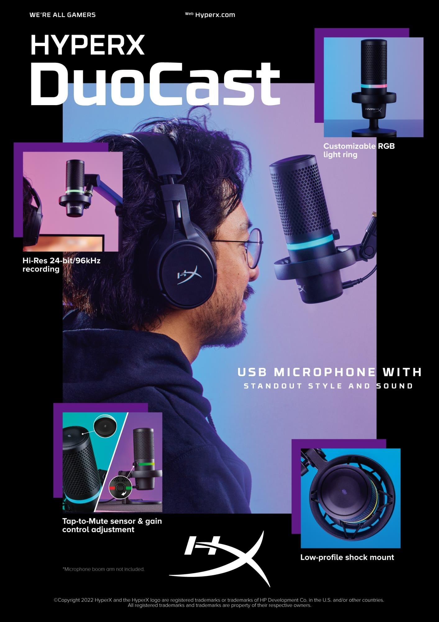 MICROPHONE HYPERX DUOCAST/BLACK HMID1R-A-BK/G HYPERX