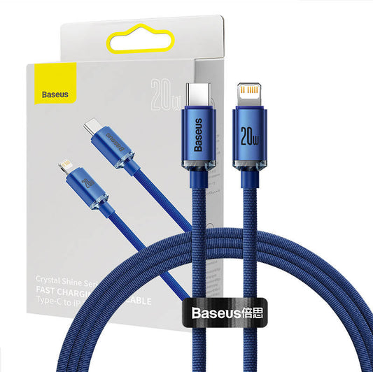 Baseus Crystal cable USB-C to Lightning, 20W, 1.2m (blue) - Product Image 1