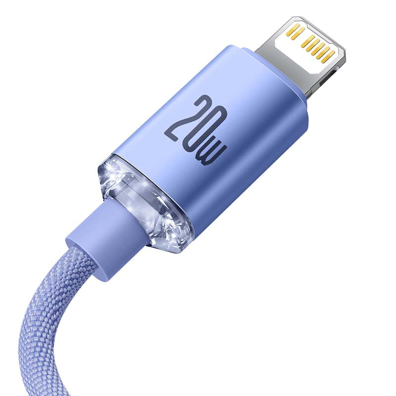 Baseus Crystal cable USB-C to Lightning, 20W, PD, 2m (violet) - Product Image 4