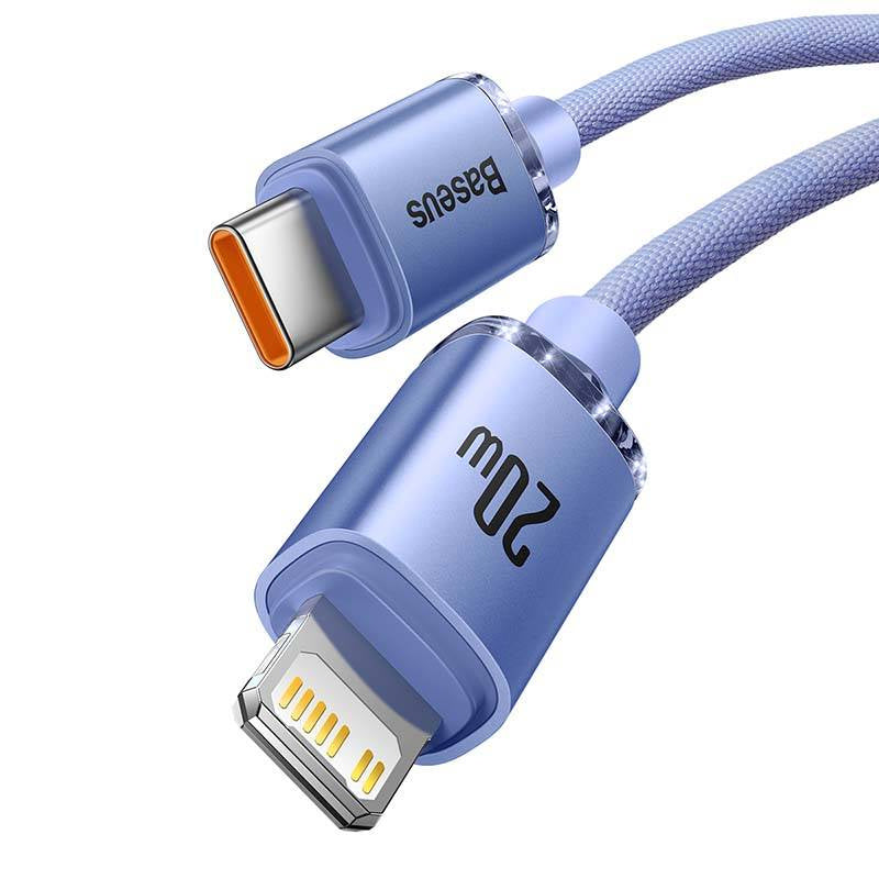 Baseus Crystal cable USB-C to Lightning, 20W, PD, 2m (violet) - Product Image 3