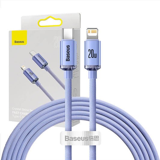 Baseus Crystal cable USB-C to Lightning, 20W, PD, 2m (violet) - Product Image 1