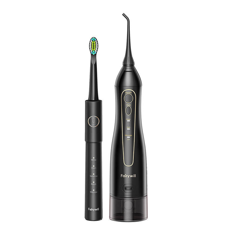 Sonic toothbrush with tip set and water fosser FairyWill FW-5020E + FW-E11 (black) - Product Image 4
