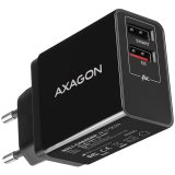 Dual wallcharger <240V / 2x USB port QC3.0/AFC/FCP + 5V-1.2A. 24W total power. — AXAGON
