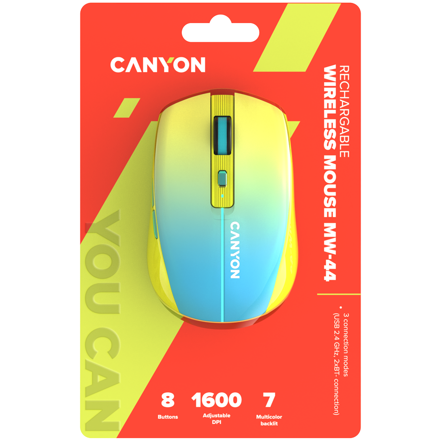 CANYON mouse MW-44 Wireless Charge Yellow Blue