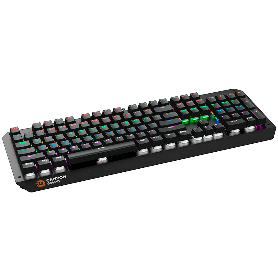 CANYON Hazard GK-6, Wired multimedia gaming keyboard with lighting effect, 108pcs rainbow LED, Numbers 104keys, EN double inj