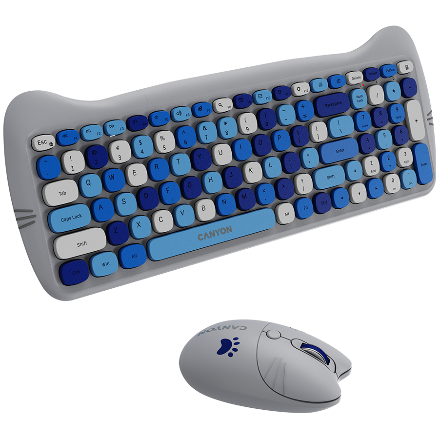 CANYON HSET-W6 EN Keyboard+Mouse Kitty Edition AAA+АА Wireless Blue