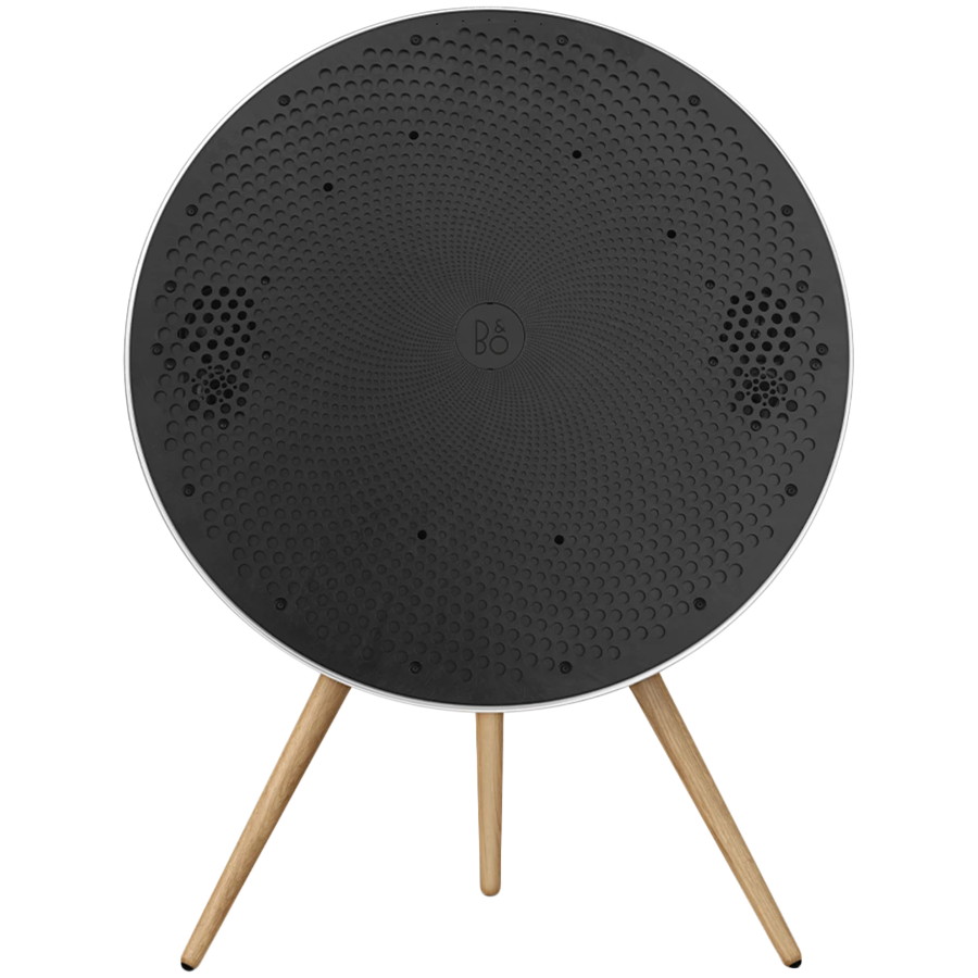 Beosound A9 5th Gen Speaker Natural Alu (Back Grey Mist/Cover Kvadrat Light Grey/Legs Oak) — BANG & OLUFSEN