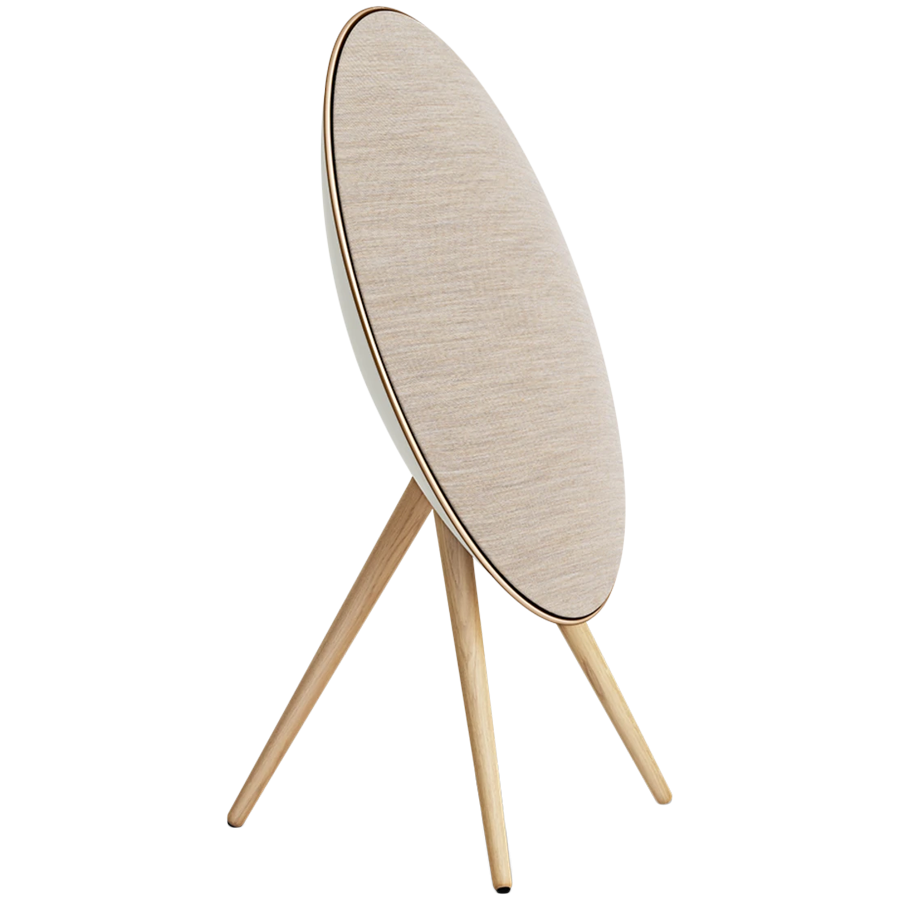 Beosound A9 5th Gen Speaker Gold Tone (Back Sand/Cover Golden/Legs White Oak) — BANG & OLUFSEN