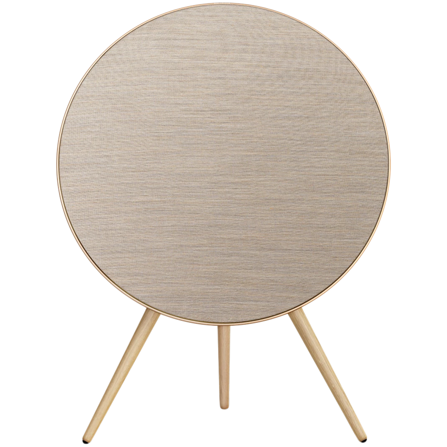 Beosound A9 5th Gen Speaker Gold Tone (Back Sand/Cover Golden/Legs White Oak) — BANG & OLUFSEN