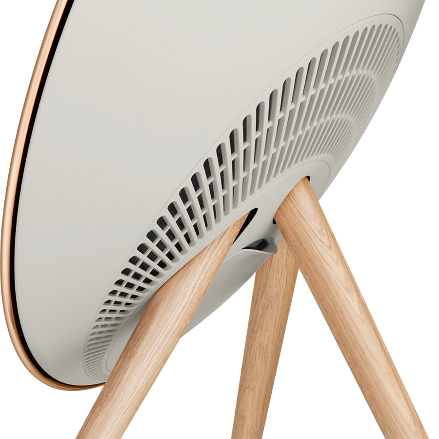 Beosound A9 5th Gen Speaker Gold Tone (Back Sand/Cover Golden/Legs White Oak) — BANG & OLUFSEN