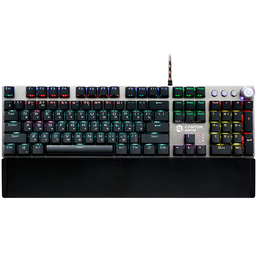 CANYON Nightfall GK-7, Wired Gaming Keyboard,Black 104 mechanical switches,60 million times key life, 22 types of lights,Remo