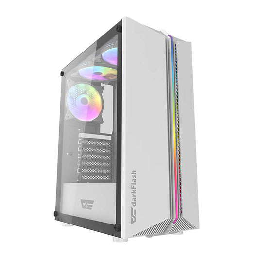 Darkflash DK151 LED-Computergehäuse (weiß) + 3 RGB-Lüfter