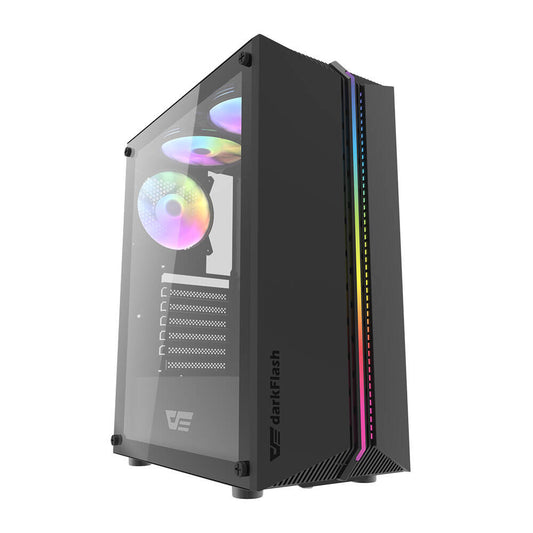 Darkflash DK151 LED-Computergehäuse (schwarz) + 3 RGB-Lüfter