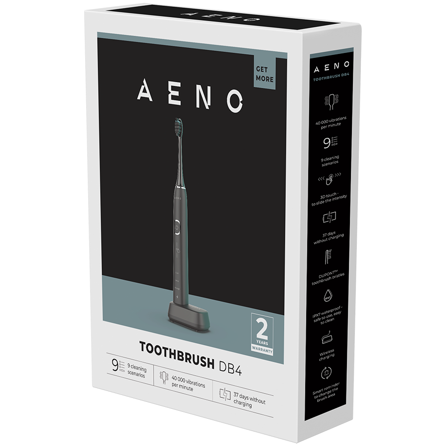 AENO Sonic Electric Toothbrush, DB4: Black, 9 scenarios, with 3D touch, wireless charging, 46000rpm, 40 days without charging
