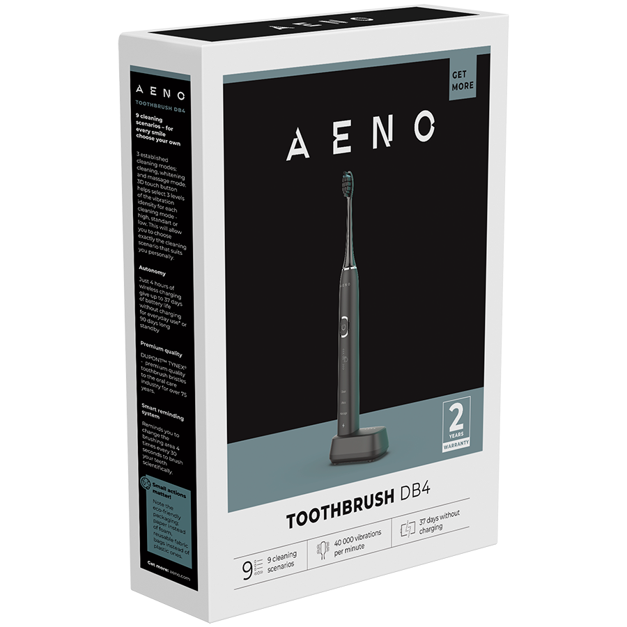 AENO Sonic Electric Toothbrush, DB4: Black, 9 scenarios, with 3D touch, wireless charging, 46000rpm, 40 days without charging