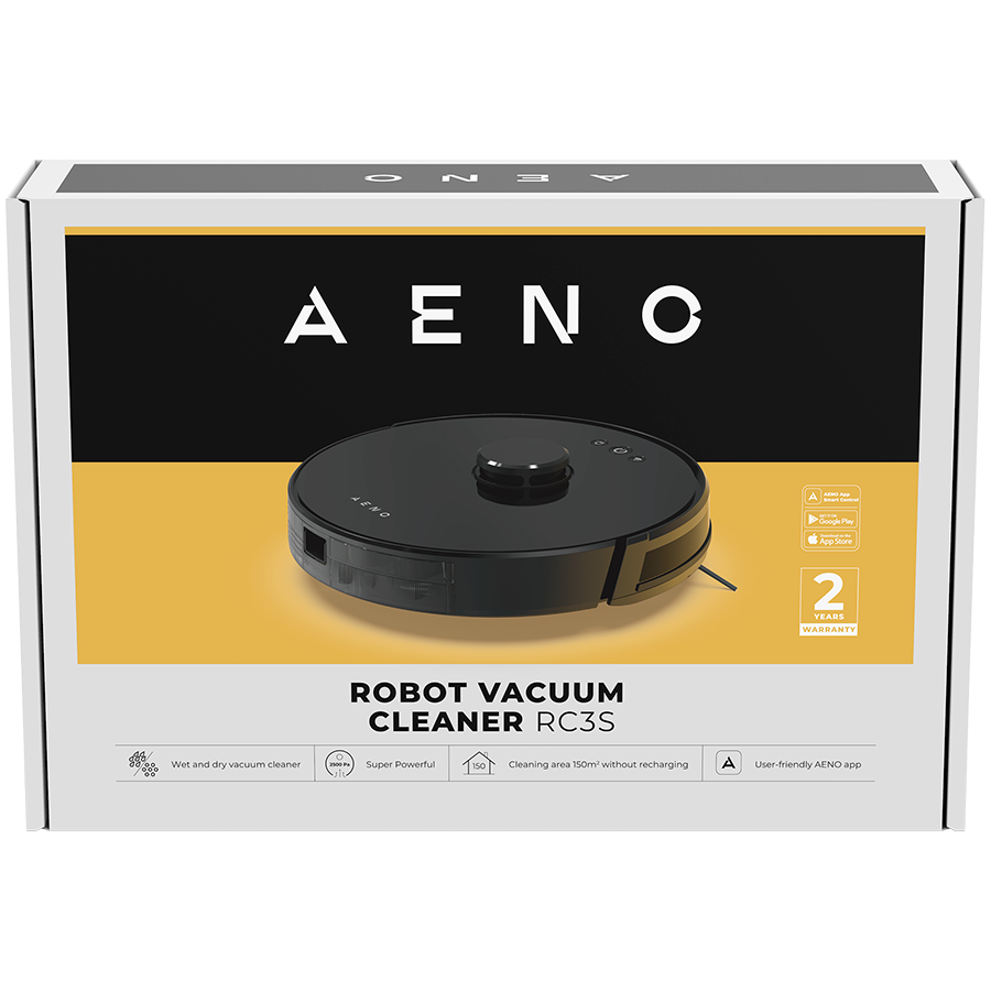 AENO Robot Vacuum Cleaner RC3S: wet & dry cleaning, smart control AENO App, powerful Japanese Nidec motor, turbo mode