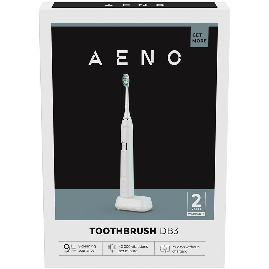 AENO Sonic Electric Toothbrush, DB3: White, 9 scenarios, with 3D touch, wireless charging, 46000rpm, 40 days without charging