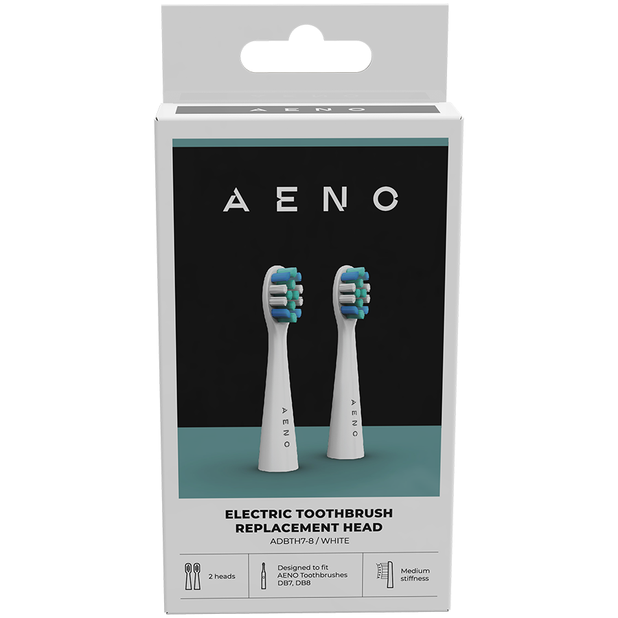 AENO Replacement toothbrush heads, White, Dupont bristles, 2pcs in set (for ADB0007/ADB0008)