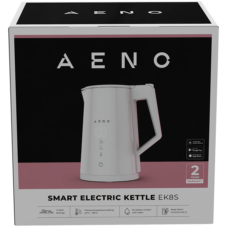 AENO Electric Kettle EK8S Smart: 1850-2200W, 1.7L, Strix, Double-walls, Temperature Control, Keep warm Function, Control via 