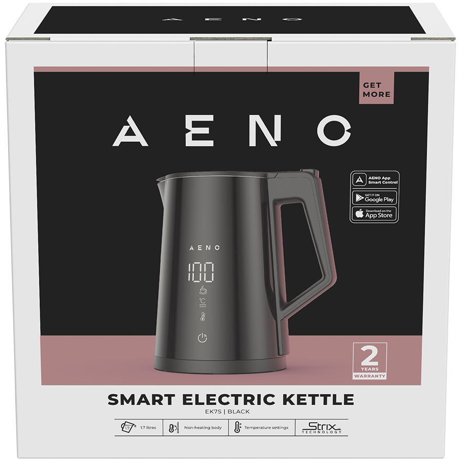 AENO Electric Kettle EK7S Smart: 1850-2200W, 1.7L, Strix, Double-walls, Temperature Control, Keep warm Function, Control via 