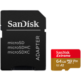 SANDISK Extreme microSDXC 64GB for Action Cams and Drones + SD Adapter + 1 year RescuePRO Deluxe up to 170MB/s & 80MB/s Read/