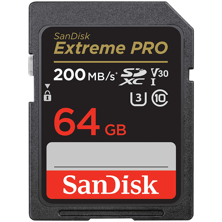 SANDISK Extreme PRO 64GB SDXC Memory Card + 2 years RescuePRO Deluxe up to 200MB/s & 90MB/s Read/Write speeds, UHS-I, Class 1