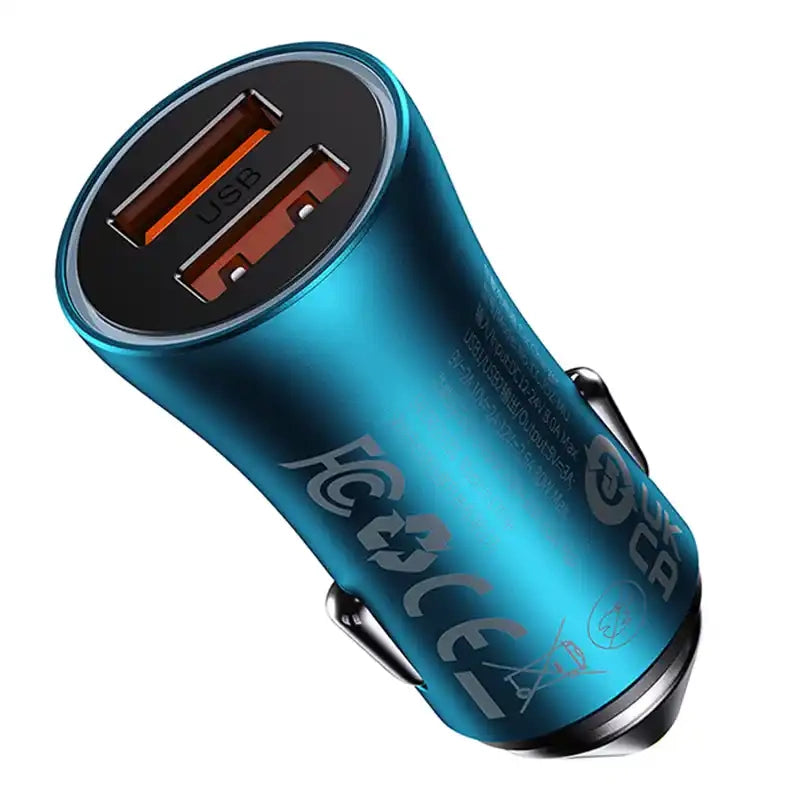 Baseus Golden Contactor Max car charger, 2x USB, 60W (blue) - Product Image 2